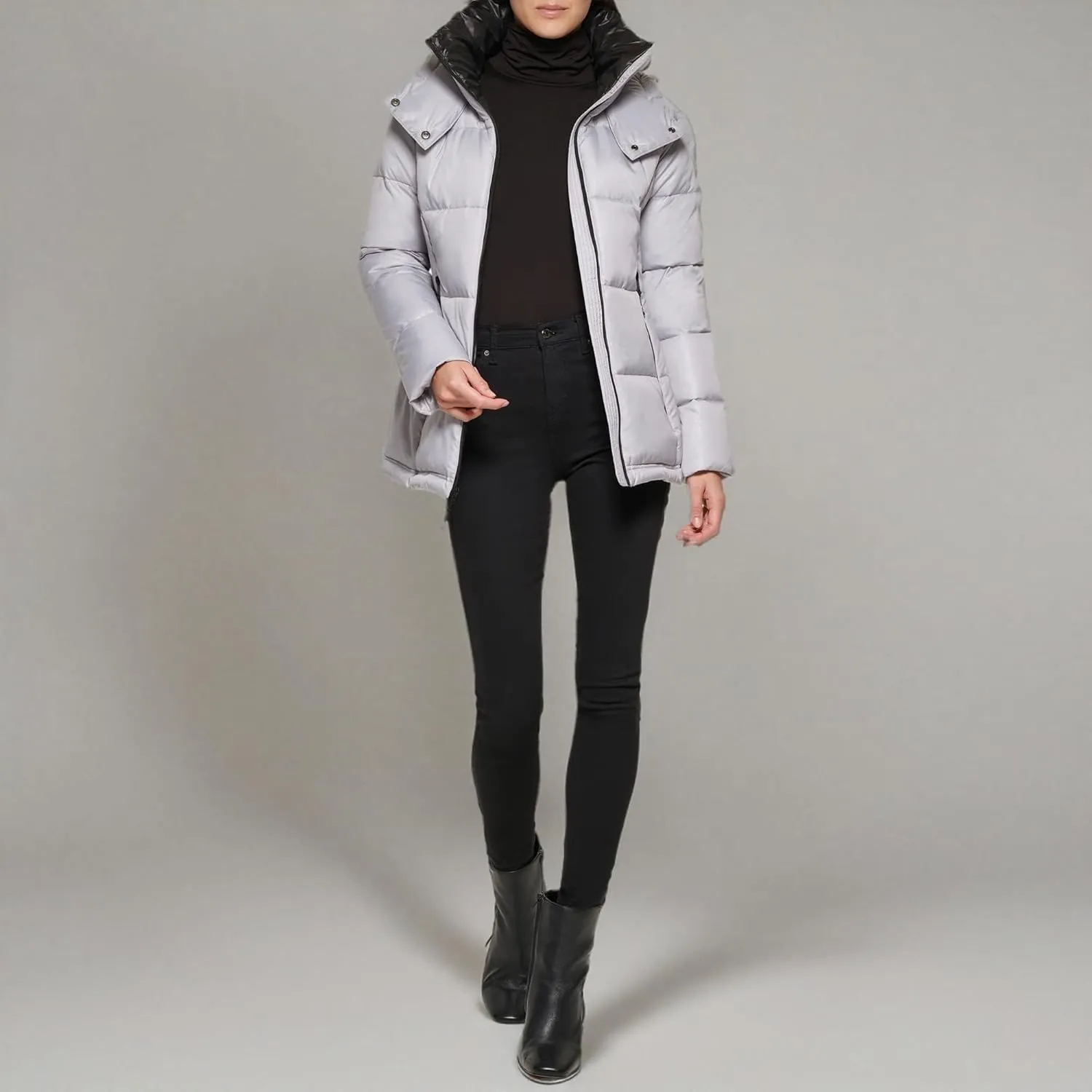 Kenneth Cole Women's Heavy Weight Stand Collar Down Puffer Jacket