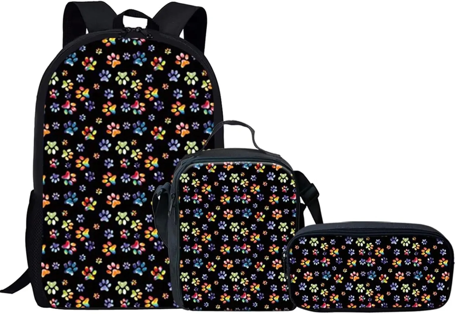 Kids Backpack for Girls Boys,3Pcs Elementary Preschool Toddler Backpacks Cute Cartoon Dog Paws Print Girls School Bag Bookbag with Lunch Box and Pencil Case