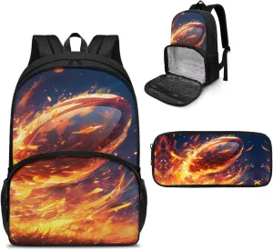Kids Bookbag with Pencil Case Football Backpack for Boys Teens School Bag Set Lunch Backpack with Cooler Compartment