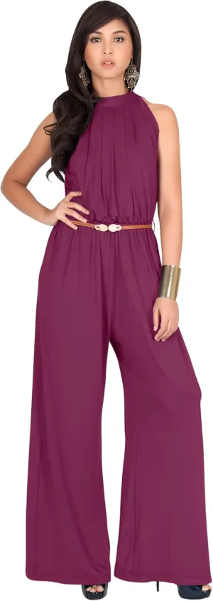 KOH KOH Womens Sexy Sleeveless Wide Leg Pants Cocktail Pantsuit Jumpsuit Romper
