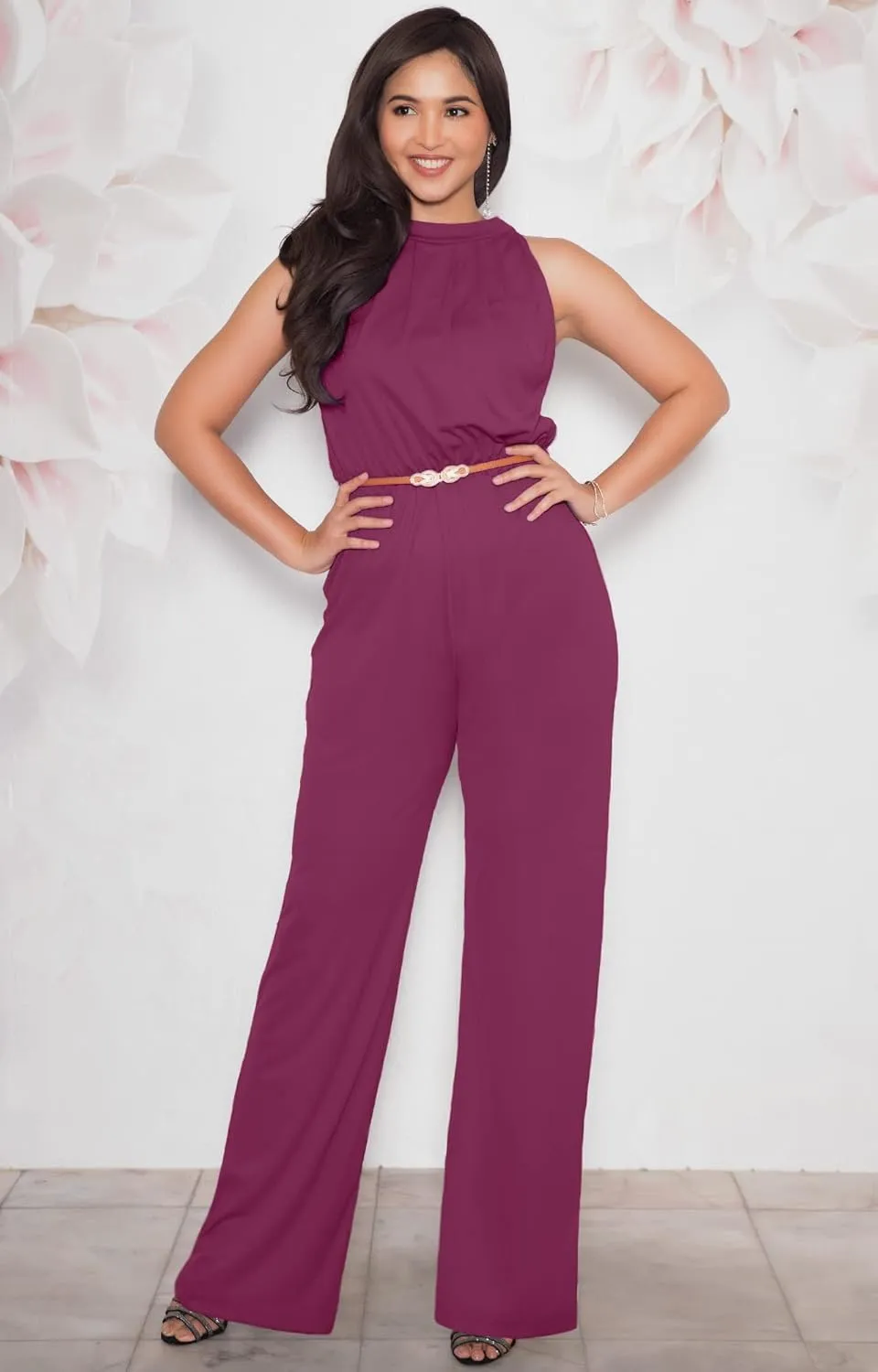 KOH KOH Womens Sexy Sleeveless Wide Leg Pants Cocktail Pantsuit Jumpsuit Romper