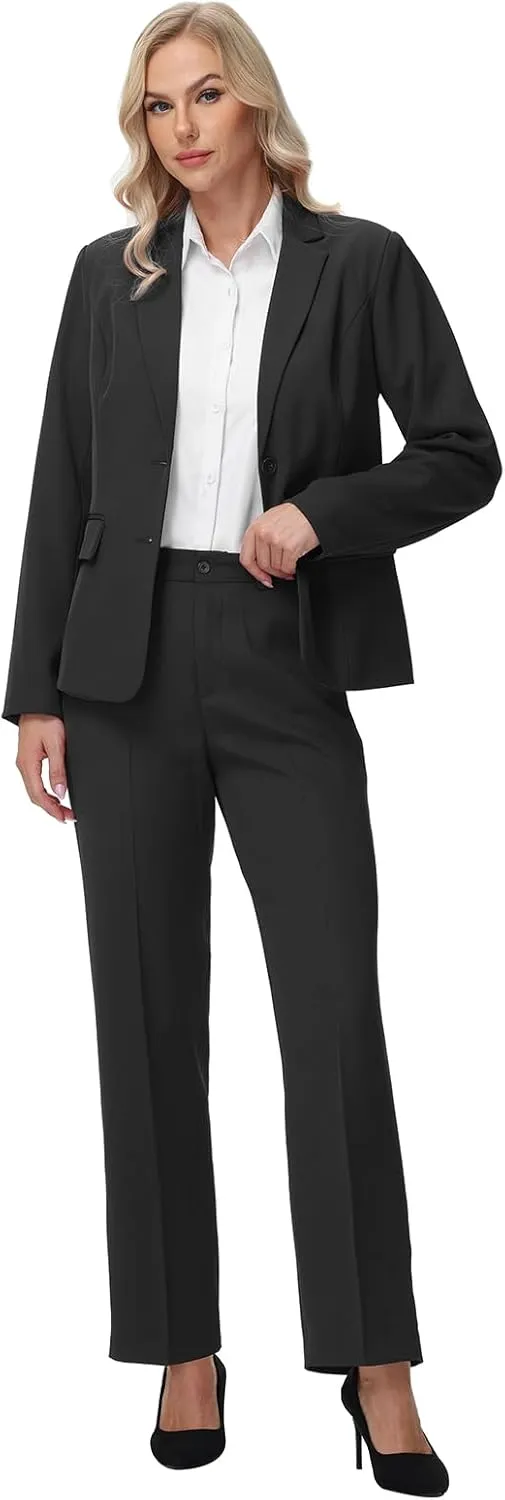 Lamgool Women 3 Piece Suit Single Breasted Blazer Formal Business Pantsuit Office Lady Tuxedo Set