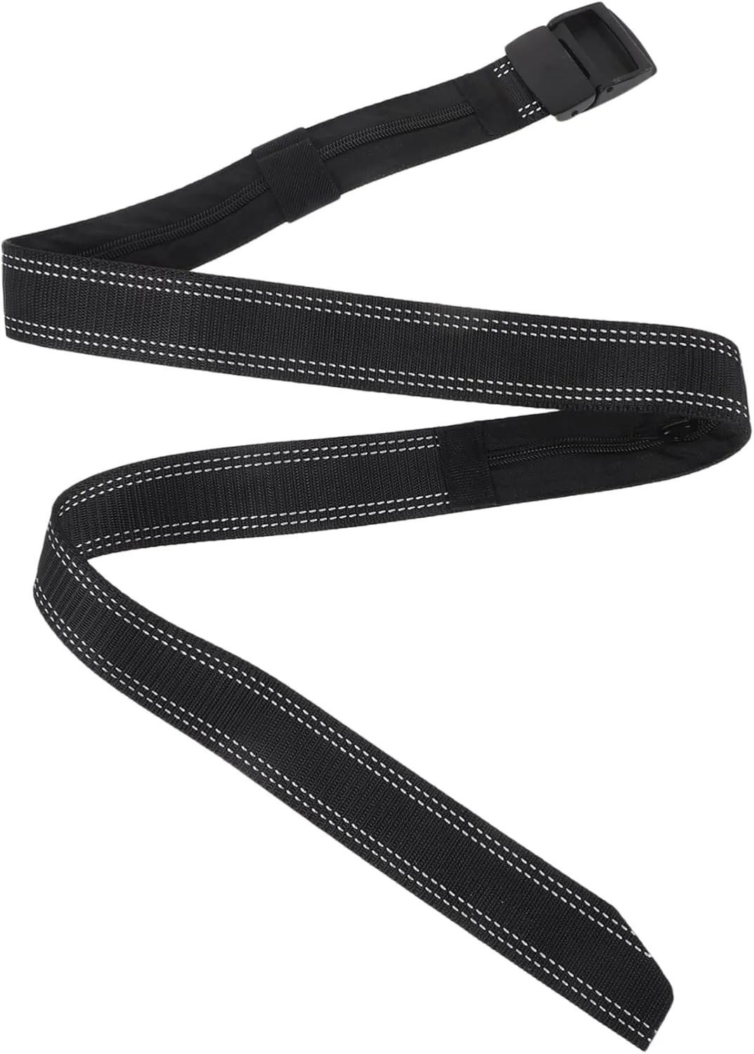 LIFKOME Men's Belt with Alloy Buckle Hidden Compartment Money Belt Tank Stripes for Travel