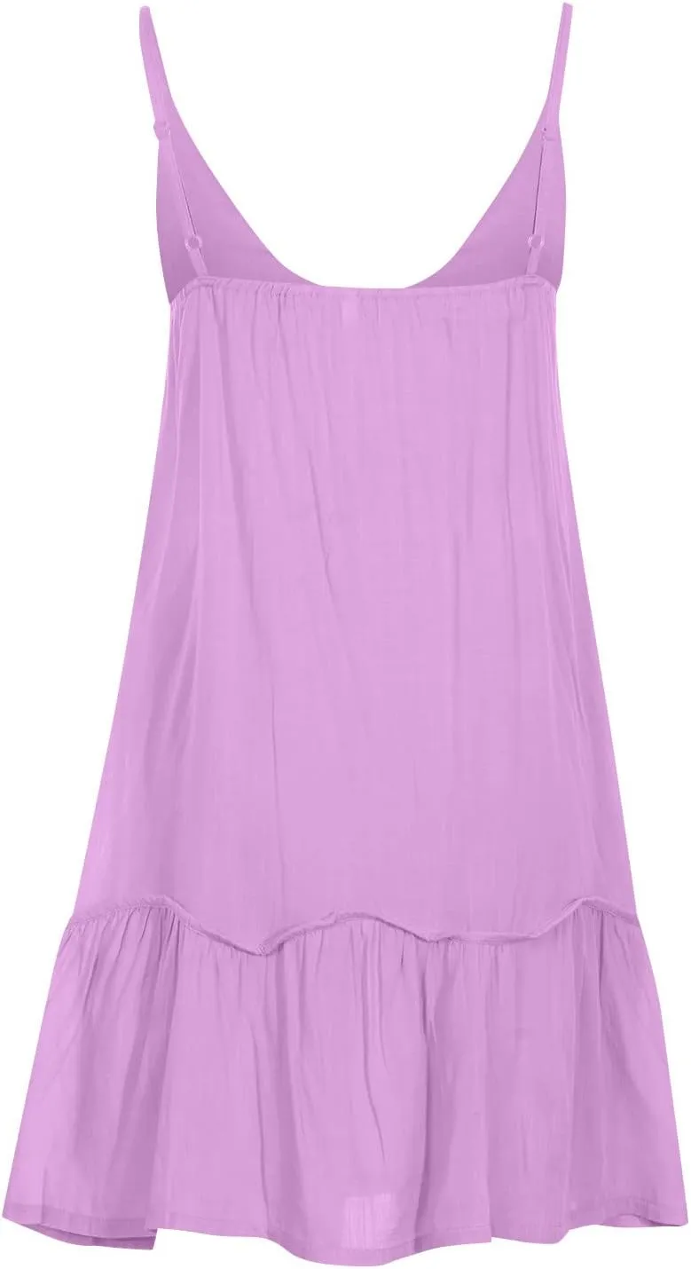 Linen Dresses for Women 2024 Casual Plus Size V Neck Solid Color Slip Dress Trendy Summer Vacation Flowy Dress