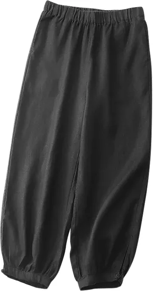 Linen Pants Women Elastic Waist Baggy Trousers Casual Loose Fit Herem Pants with Pockets Ladies Summer Clothes 2025