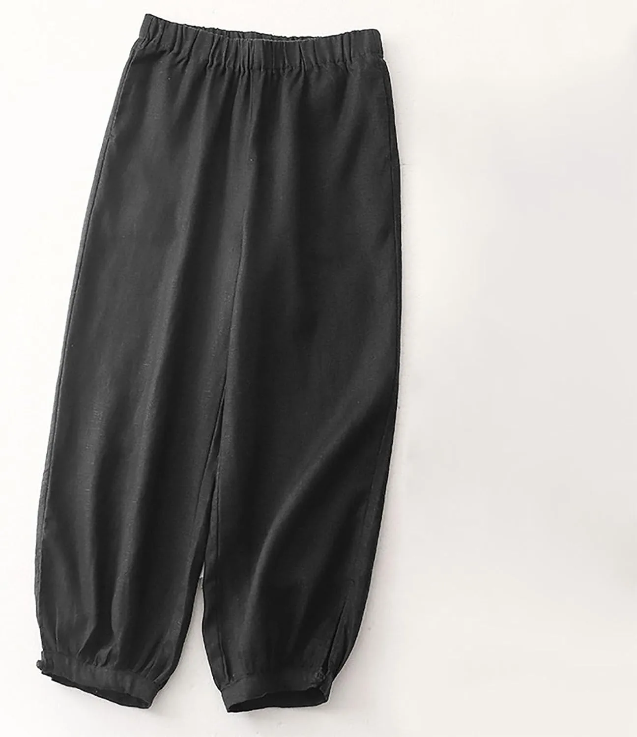 Linen Pants Women Elastic Waist Baggy Trousers Casual Loose Fit Herem Pants with Pockets Ladies Summer Clothes 2025