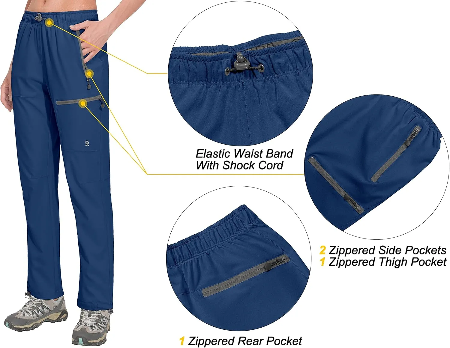 Little Donkey Andy Women's Lightweight Quick Dry Cargo Hiking Pants UPF 50  Stretch Travel Casual Trousers