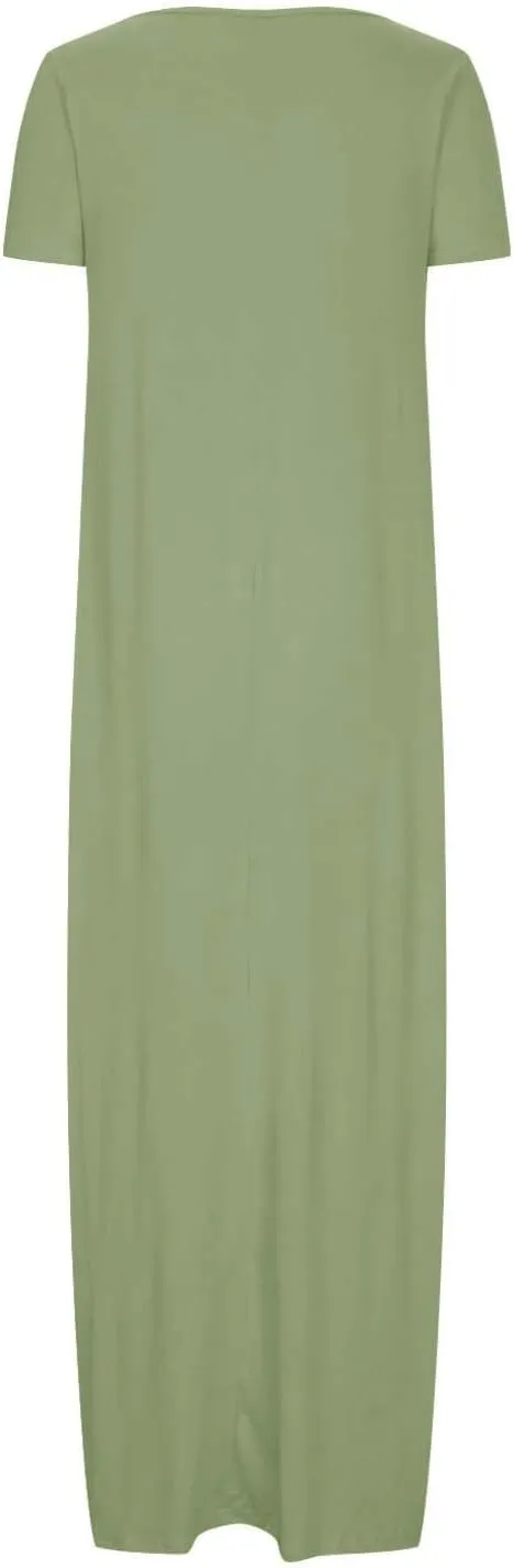 Loose Fit Plus Size Dresses for Curvy Women Short Sleeve Crew Neck Summer Beach Dresses Flowy Maxi Tshirt Sundresses