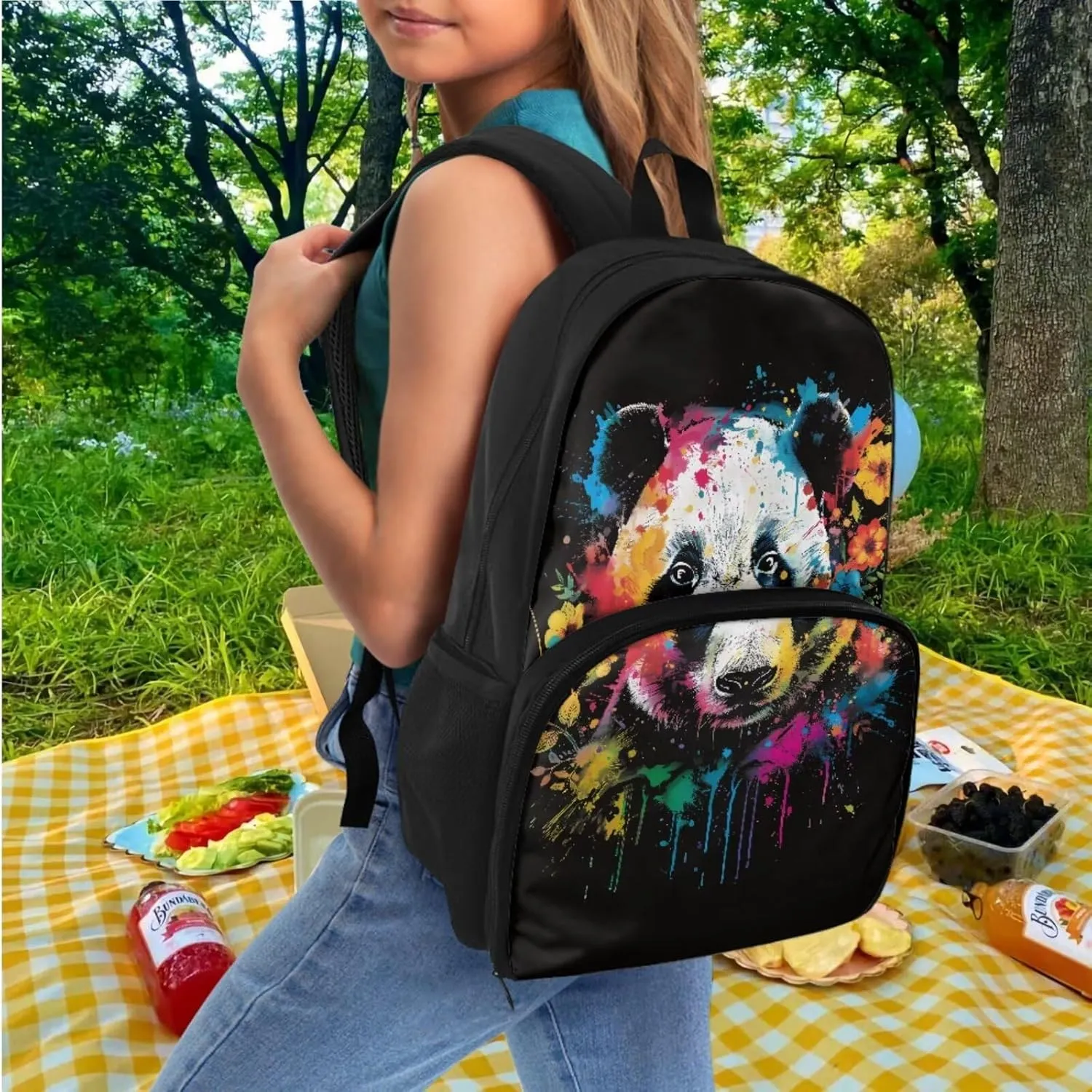 Lunch Backpack Cooler Backpacks Panda Backpack for School Rucksack Set with Pencil Pouch,2 Pack Kids Schoolbags Backpack Set Kids Boys Girls Casual Daypack