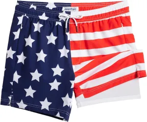 maamgic Mens Swim Trunks with Compression Liner 5" Stretch Beach Shorts Quick Dry with Zipper Pockets No-Chafing Board Shorts