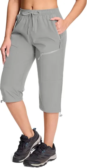 MAGCOMSEN Women's Cargo Capri Pants UPF 50  Lightweight Quick Dry Hiking Golf Travel Summer Pants with 5 Pockets