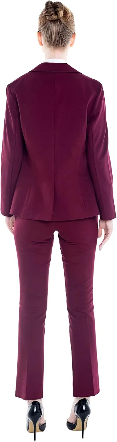 Marycrafts Women's 2 Buttons Business Blazer Pant Suit Set for Work