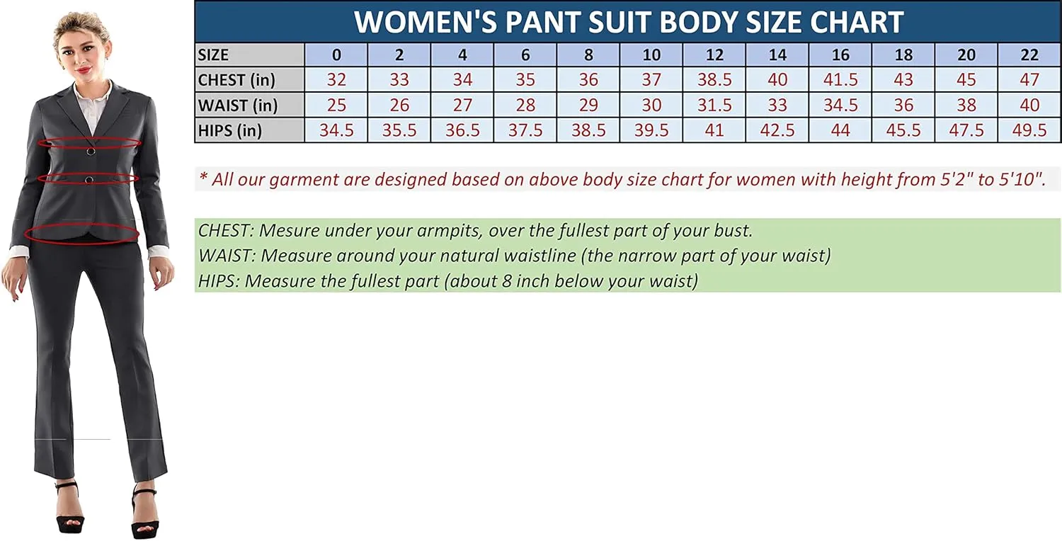 Marycrafts Women's 2 Buttons Business Blazer Pant Suit Set for Work