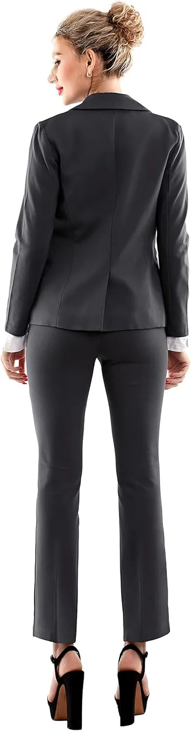 Marycrafts Women's 2 Buttons Business Blazer Pant Suit Set for Work