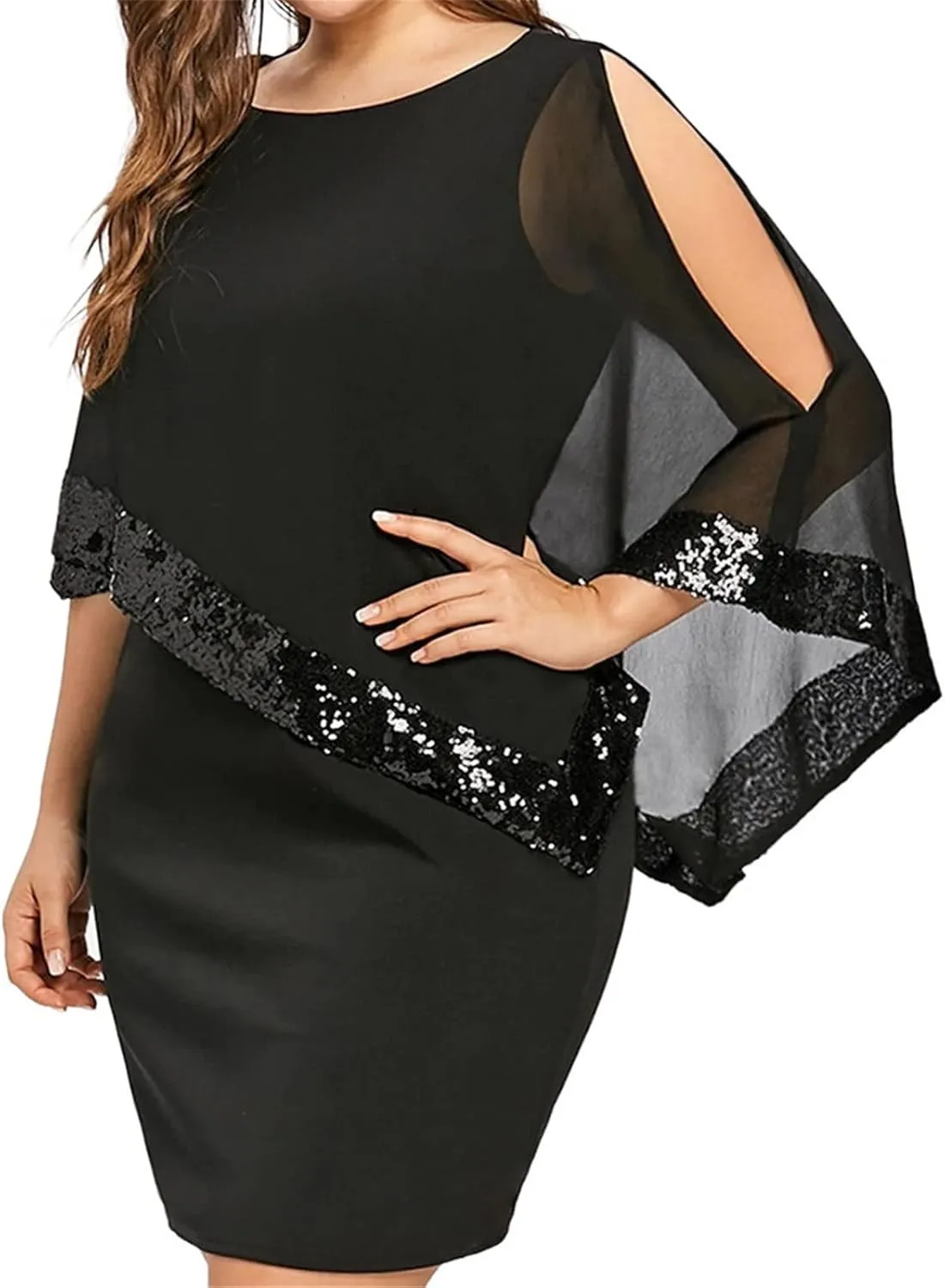 Maternity Dress, Women's Sleeveless Cape Dress with Chiffon Overlay Cocktail Formal Wedding Guest Dress