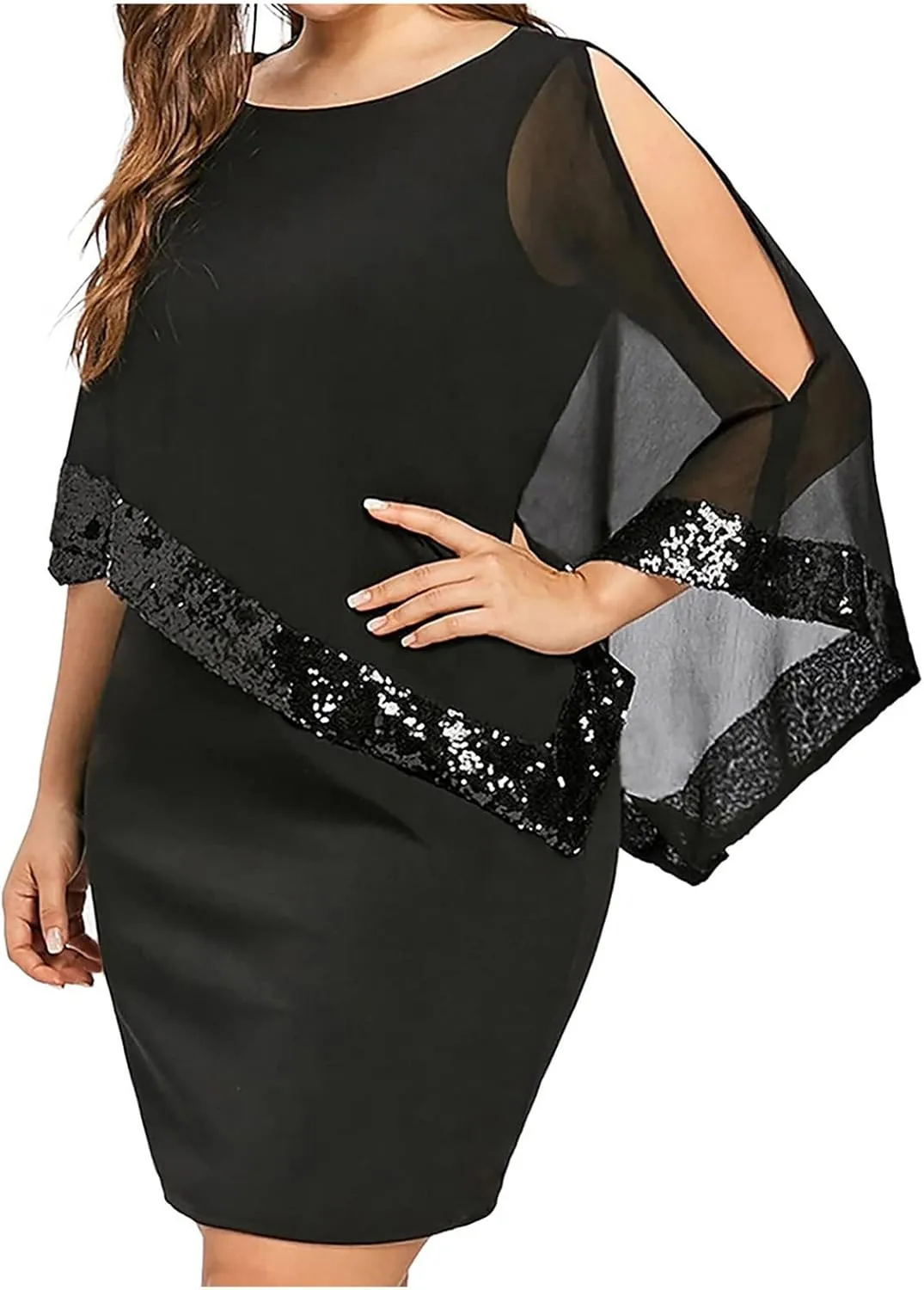 Maternity Dress, Women's Sleeveless Cape Dress with Chiffon Overlay Cocktail Formal Wedding Guest Dress