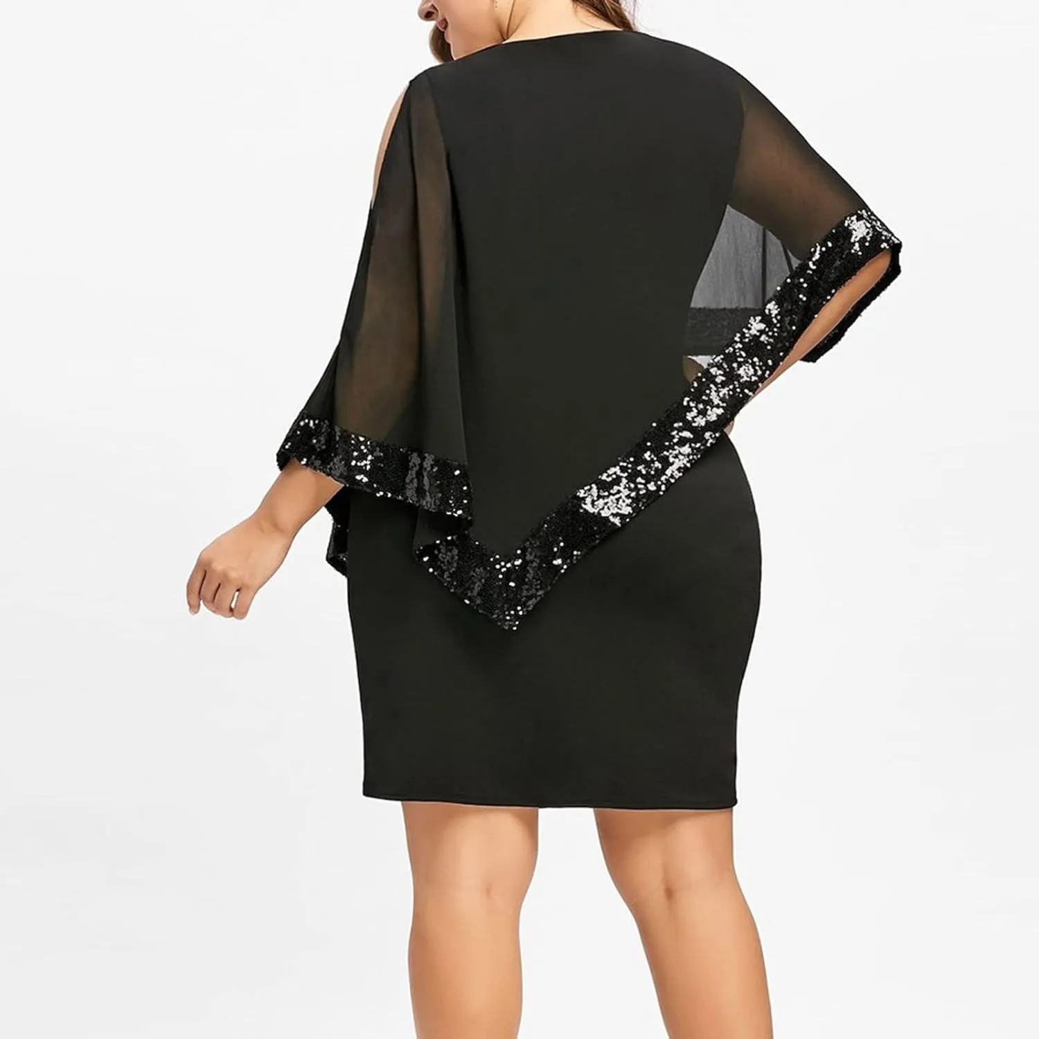 Maternity Dress, Women's Sleeveless Cape Dress with Chiffon Overlay Cocktail Formal Wedding Guest Dress