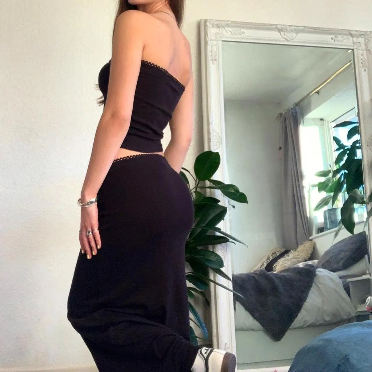 Maxi Skirt Sets Women 2 Piece Outfits Sexy Strapless Crop Tube Top Bodycon Long Skirts Y2K Skirt Set Beachwear