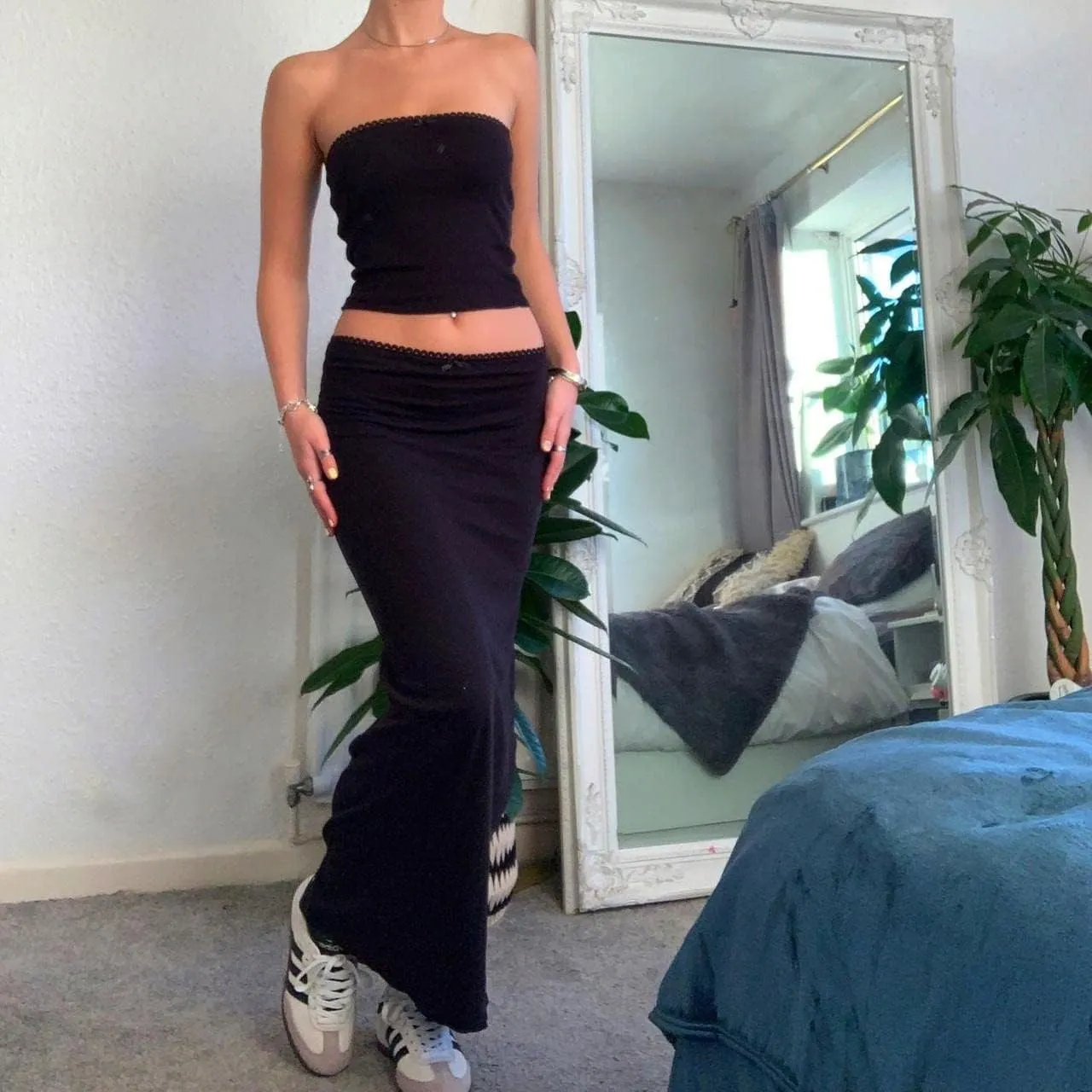Maxi Skirt Sets Women 2 Piece Outfits Sexy Strapless Crop Tube Top Bodycon Long Skirts Y2K Skirt Set Beachwear