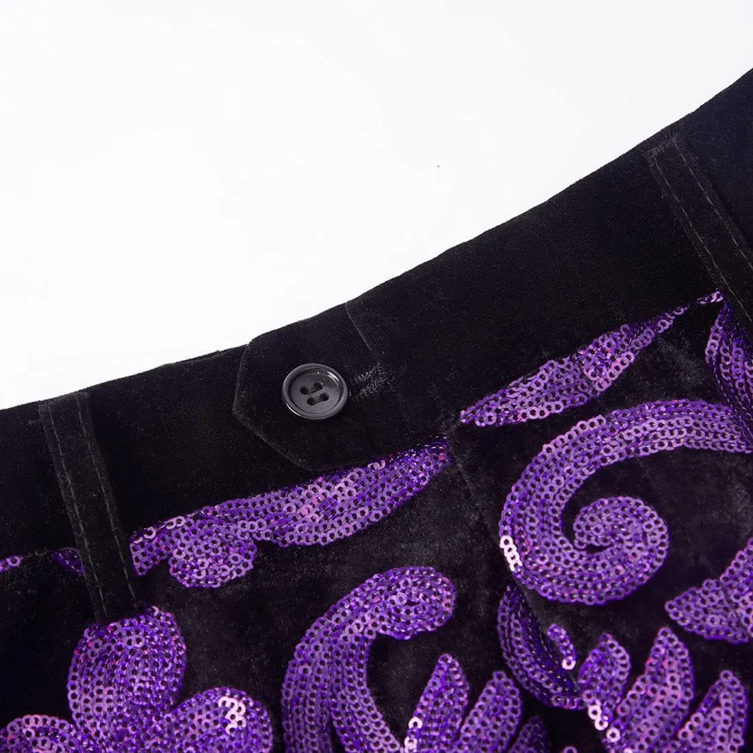 Men's Fashion Floral Glitter Sequin Velvet Pants