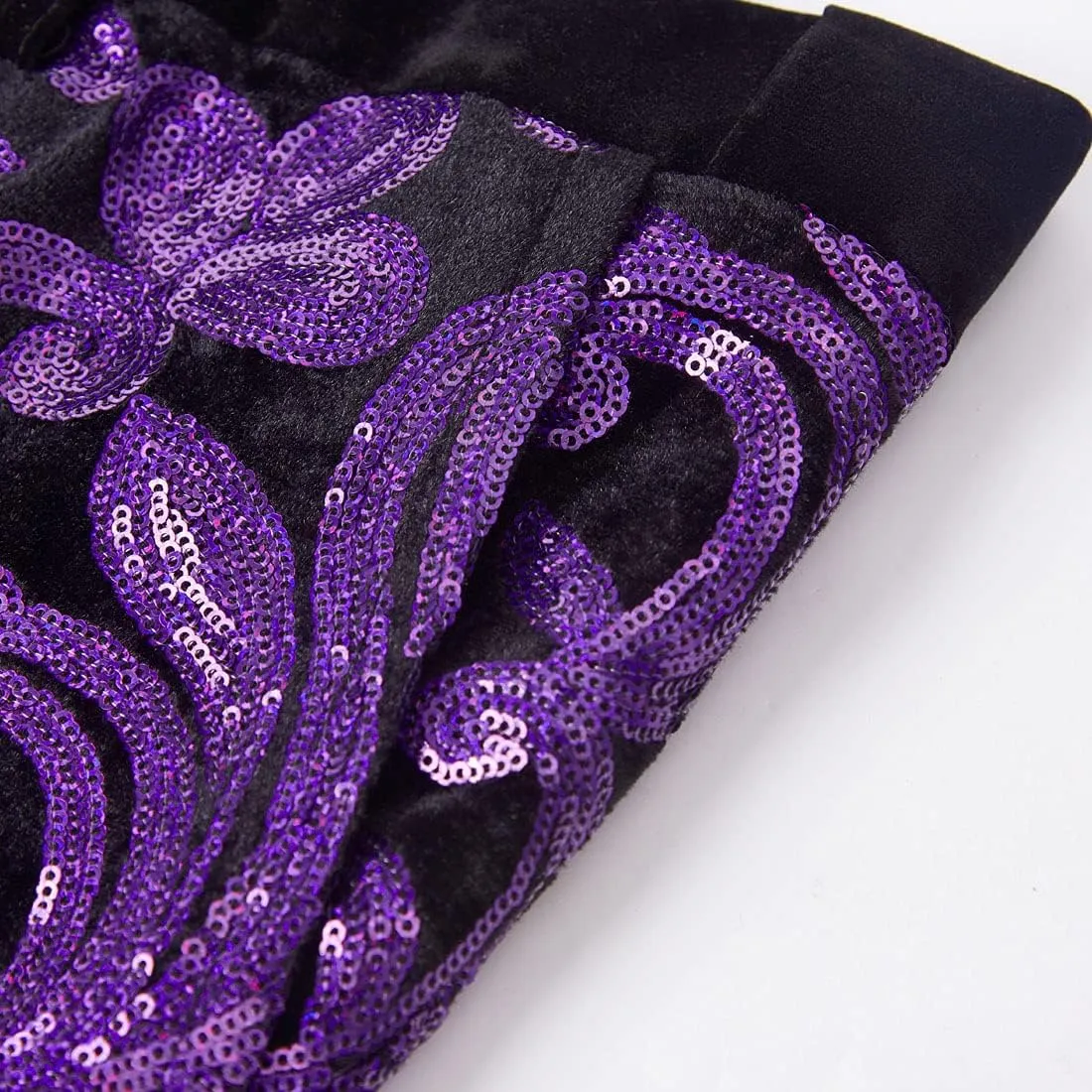 Men's Fashion Floral Glitter Sequin Velvet Pants