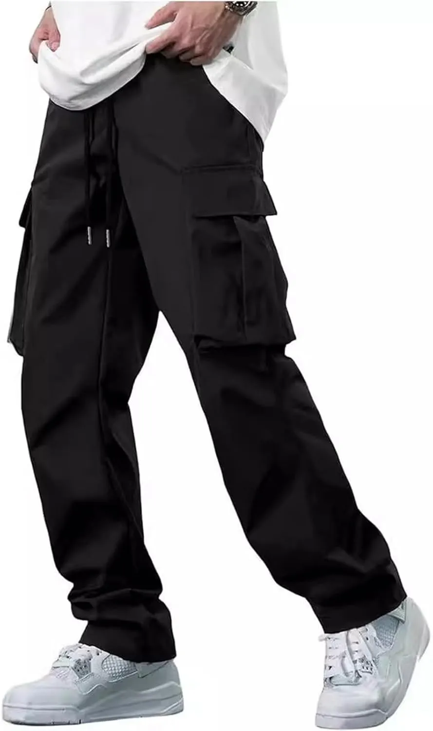 Mens Hippie Harem Pants Casual Elastic Drawstring Tapered Pants 2025 Solid Color Baggy Yoga Drop Crotch Trouser