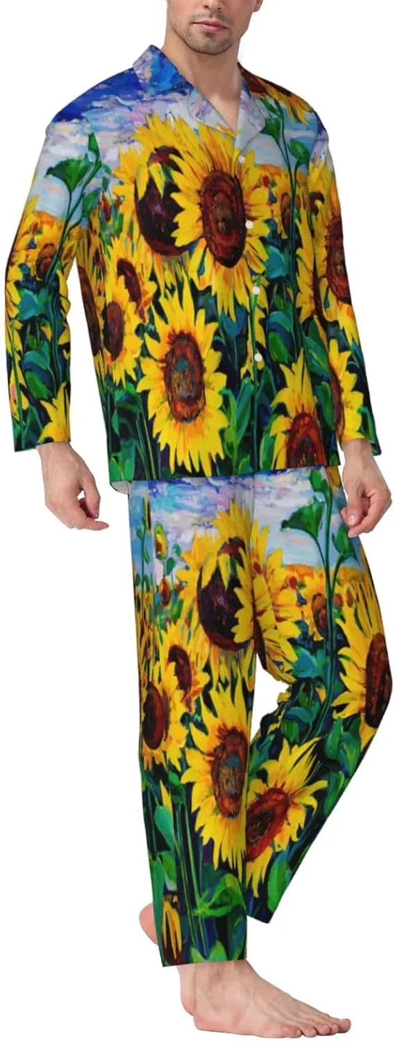 Men'S Pajama Set 2 Piece Loungewear Pjs, Long Sleeve With Pajama Pants-Lemon (2)