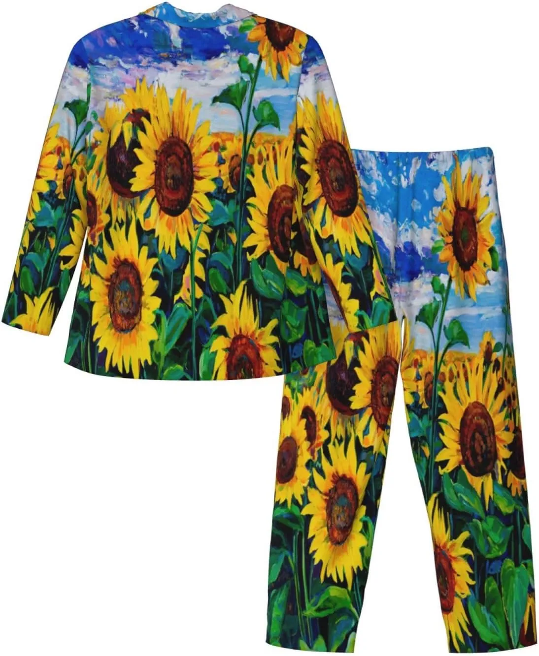 Men'S Pajama Set 2 Piece Loungewear Pjs, Long Sleeve With Pajama Pants-Lemon (2)