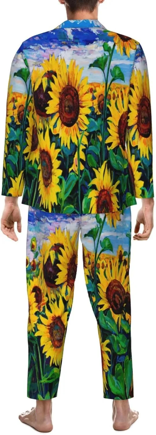 Men'S Pajama Set 2 Piece Loungewear Pjs, Long Sleeve With Pajama Pants-Lemon (2)