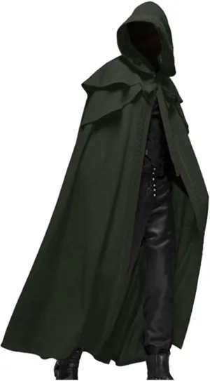 Men's Renaissance Hooded Cloak Gothic Halloween Costume Medieval Cosplay Wizard Witch Capes for Men and Women
