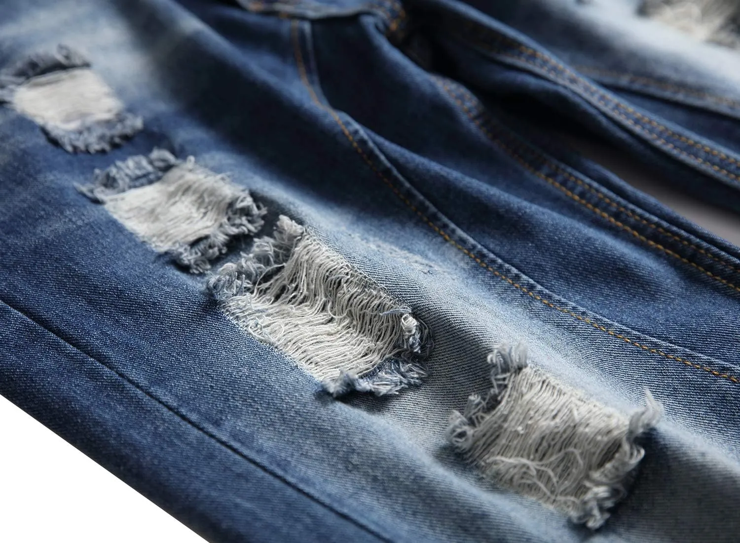 Men's Ripped Jeans,Slim Fit Distressed Straight Leg Fashion Denim Pants