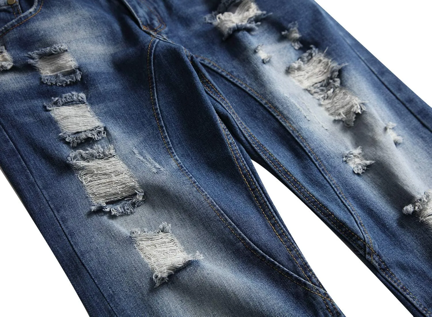 Men's Ripped Jeans,Slim Fit Distressed Straight Leg Fashion Denim Pants
