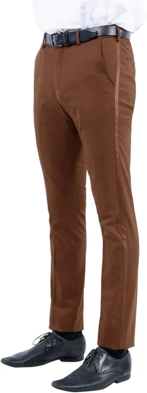 Men's Slim Fit Dress Pants Expandable Waist Flat Front Slacks