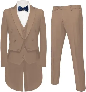 Mens Suits 3 Piece Slim Fit Formal Tailcoat Blazer Pants Vest Set for Performance Long Tail Tuxedos Wedding Dress Coat