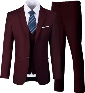 Mens Suits 3 Pieces Slim Fit Groomsmen Wedding Suit for Men Notched Lapel Formal Prom Tuxedos Jacket Pants Vest Set