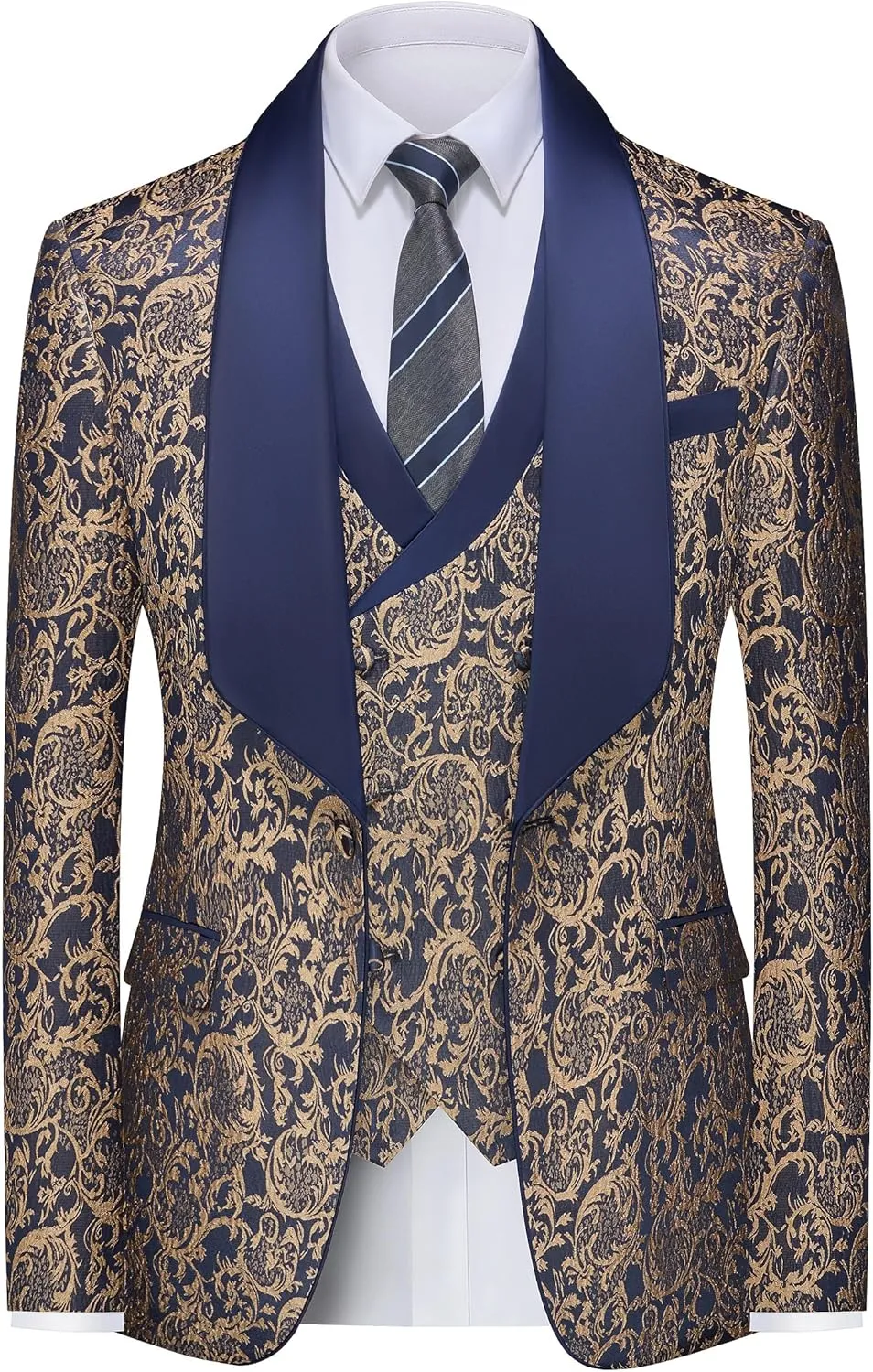 Mens Tuxedo Suit Set 3 Piece Slim Fit Wedding Prom Suit Blazer Jacket Vest Pants