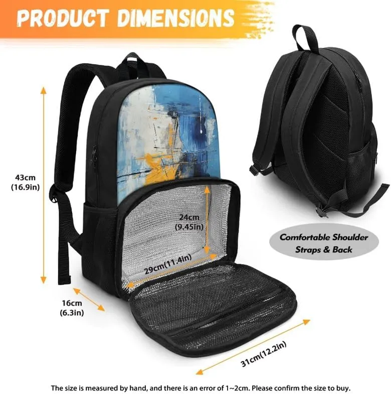 Multi-Colour Geometry Print Travel Backpack for Women Colorful Graffiti Oil Painting Lightweight Large Backpacks Student Laptop Bookbag