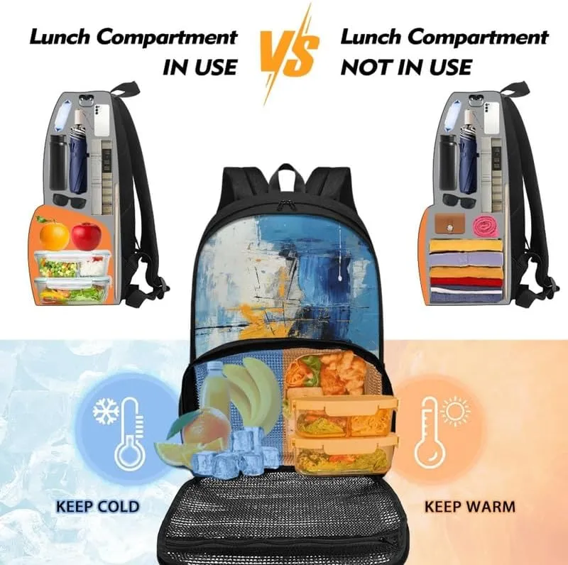 Multi-Colour Geometry Print Travel Backpack for Women Colorful Graffiti Oil Painting Lightweight Large Backpacks Student Laptop Bookbag