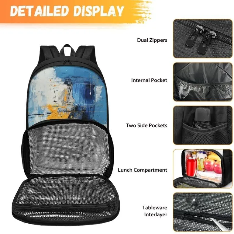 Multi-Colour Geometry Print Travel Backpack for Women Colorful Graffiti Oil Painting Lightweight Large Backpacks Student Laptop Bookbag
