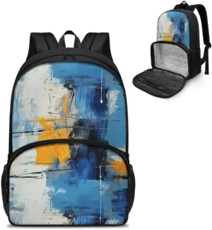 Multi-Colour Geometry Print Travel Backpack for Women Colorful Graffiti Oil Painting Lightweight Large Backpacks Student Laptop Bookbag