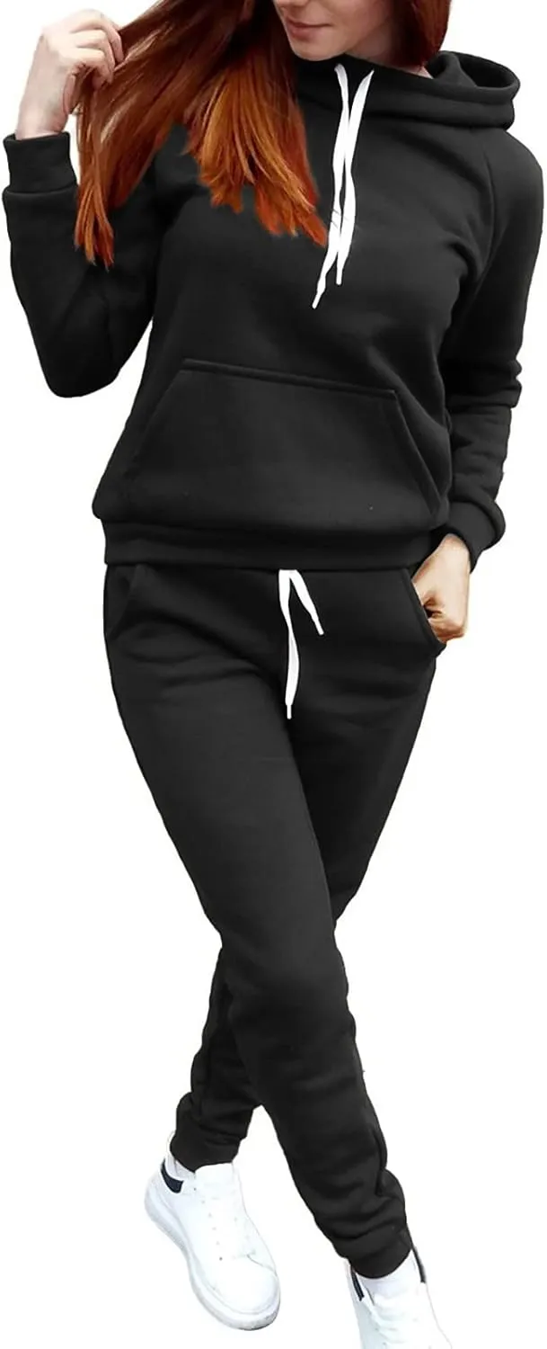 Muyise Women 2 Piece Sweatsuits Long Sleeve Hooded Pullover Jogger Pants Outfits Athletic Casual Loose Lounge Sets Tracksuits