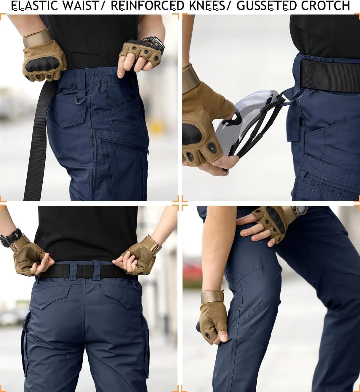 NAVEKULL Men's Hiking Tactical Pants Rip-Stop Military Combat Cargo Pants Lightweight Army Work Outdoor Trousers