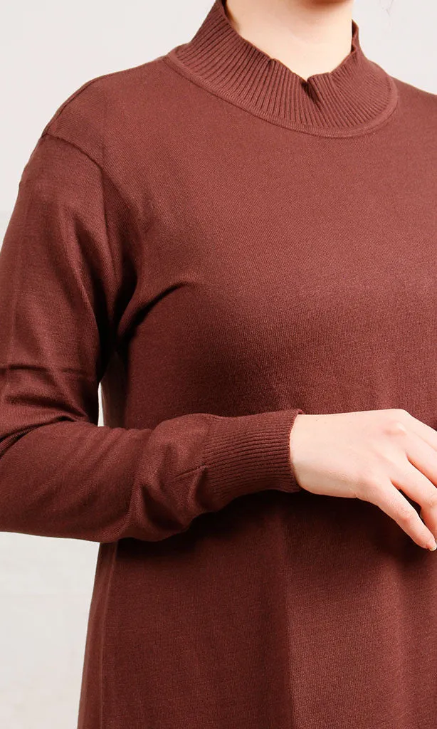 O201944-O201944 - Chunky Knit Mock Neck Sweater - Off-White