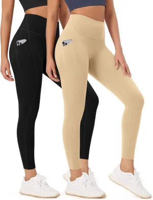 ODODOS 2-Pack 7/8 High Waist Workout Leggings with Pockets for Women, 25"/ 28" Tummy Control Athletic Yoga Pants