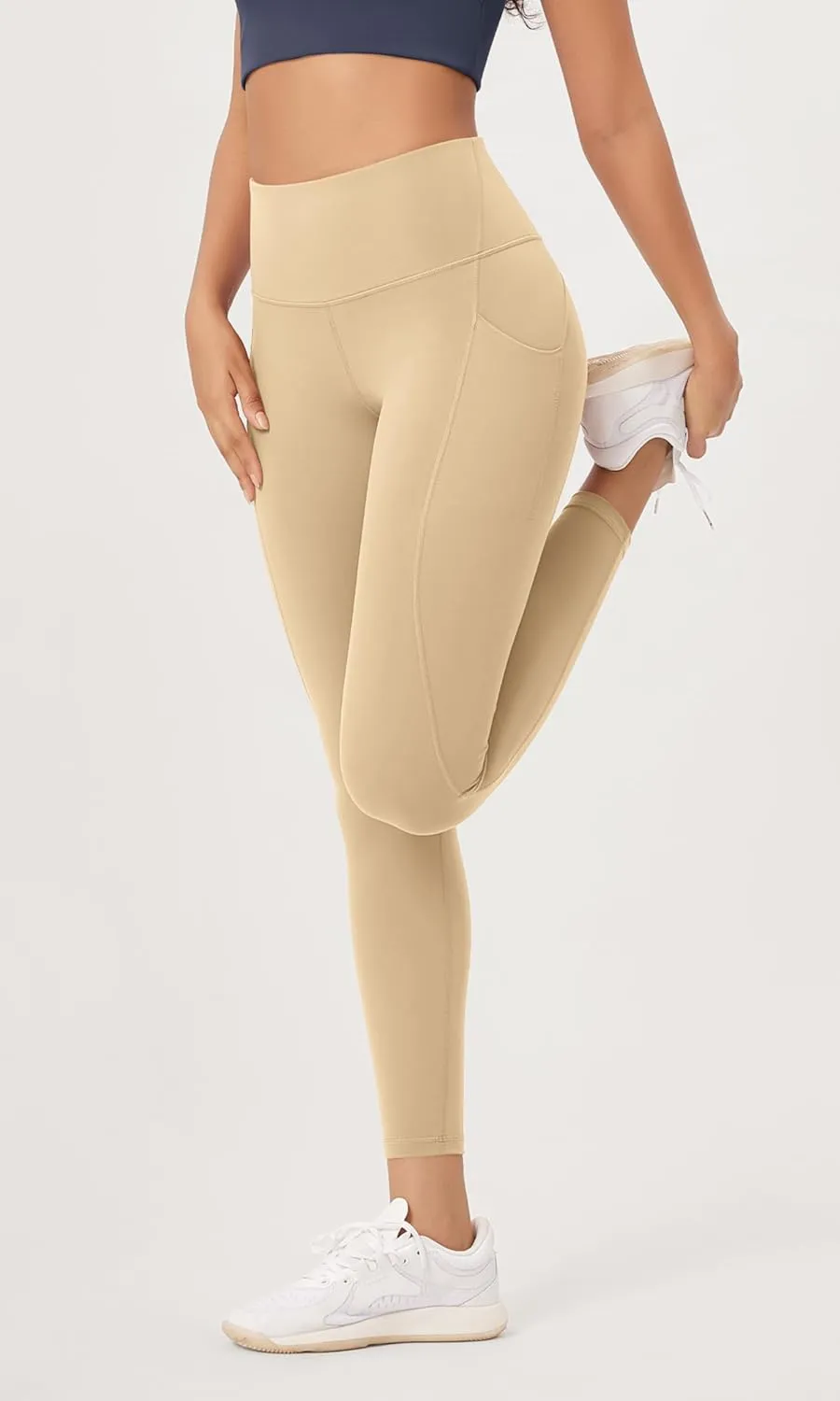 ODODOS 2-Pack 7/8 High Waist Workout Leggings with Pockets for Women, 25"/ 28" Tummy Control Athletic Yoga Pants