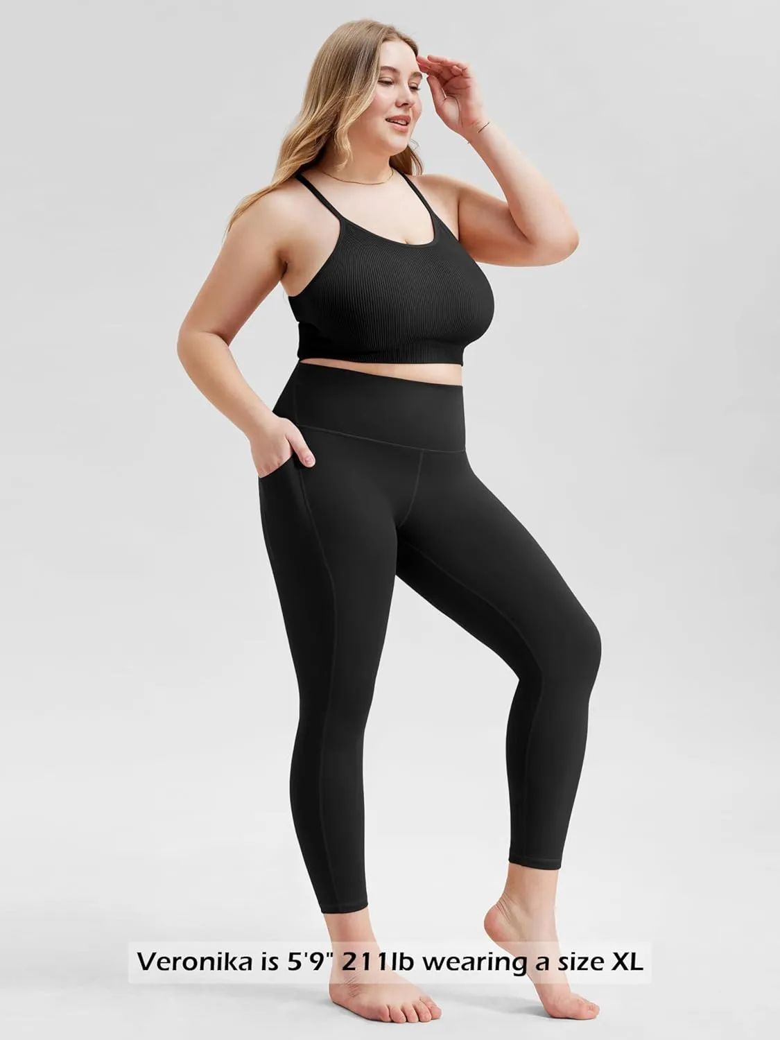 ODODOS 2-Pack 7/8 High Waist Workout Leggings with Pockets for Women, 25"/ 28" Tummy Control Athletic Yoga Pants