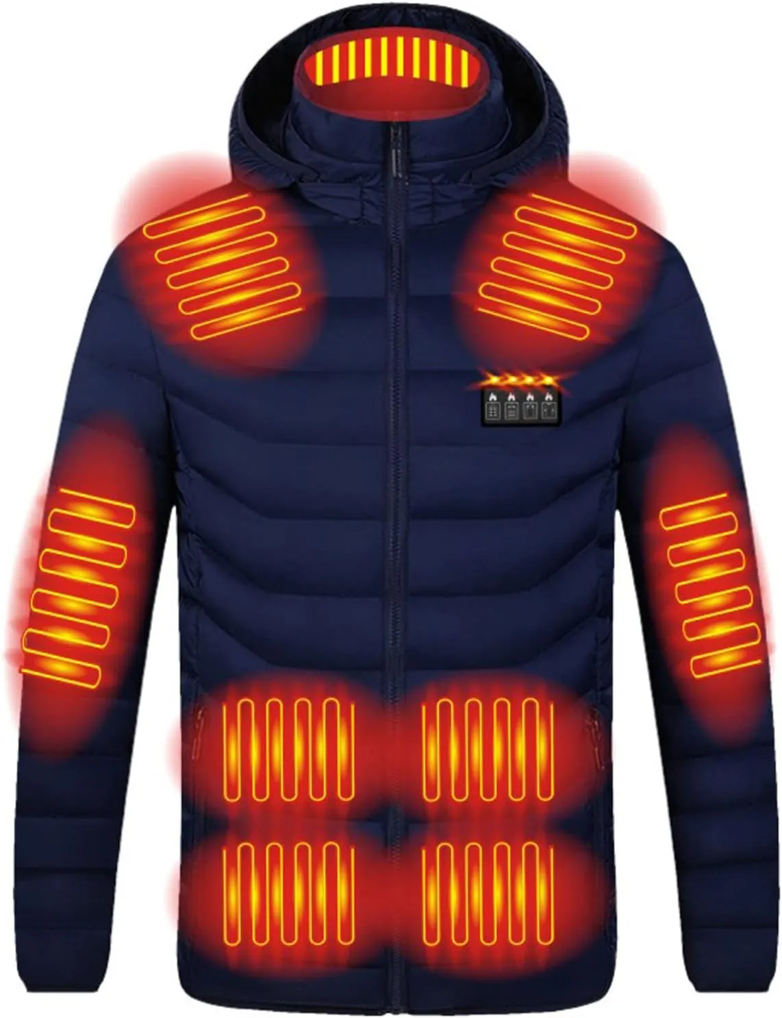 oiangi Heated Jacket for Men Women Winter Outdoor Soft Shell Electric Heating Hooded Coat with USB Charging 19 Heating Zones