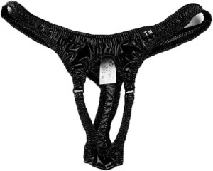 Open Pouch Panties Mens Sexy Faux Leather Bikini Hole Briefs Low Waist New Men's Erotic Lingerie Underwear Tight T Pants