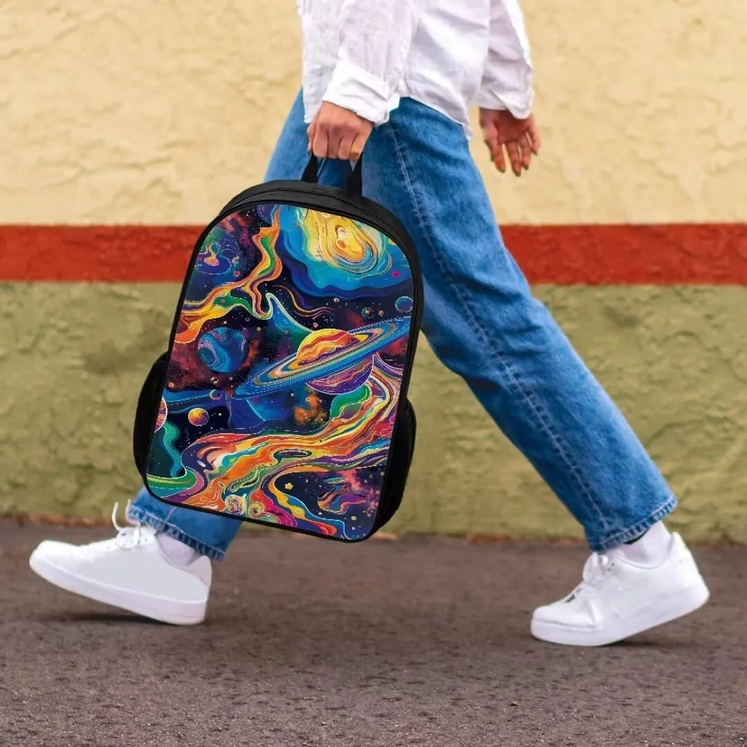 Painting Universe Print School Bag Sets Of 3 Pieces Cool Lightweight Kids Boys Girls Student Backpack With Insulated Lunch Bag Pen Bag