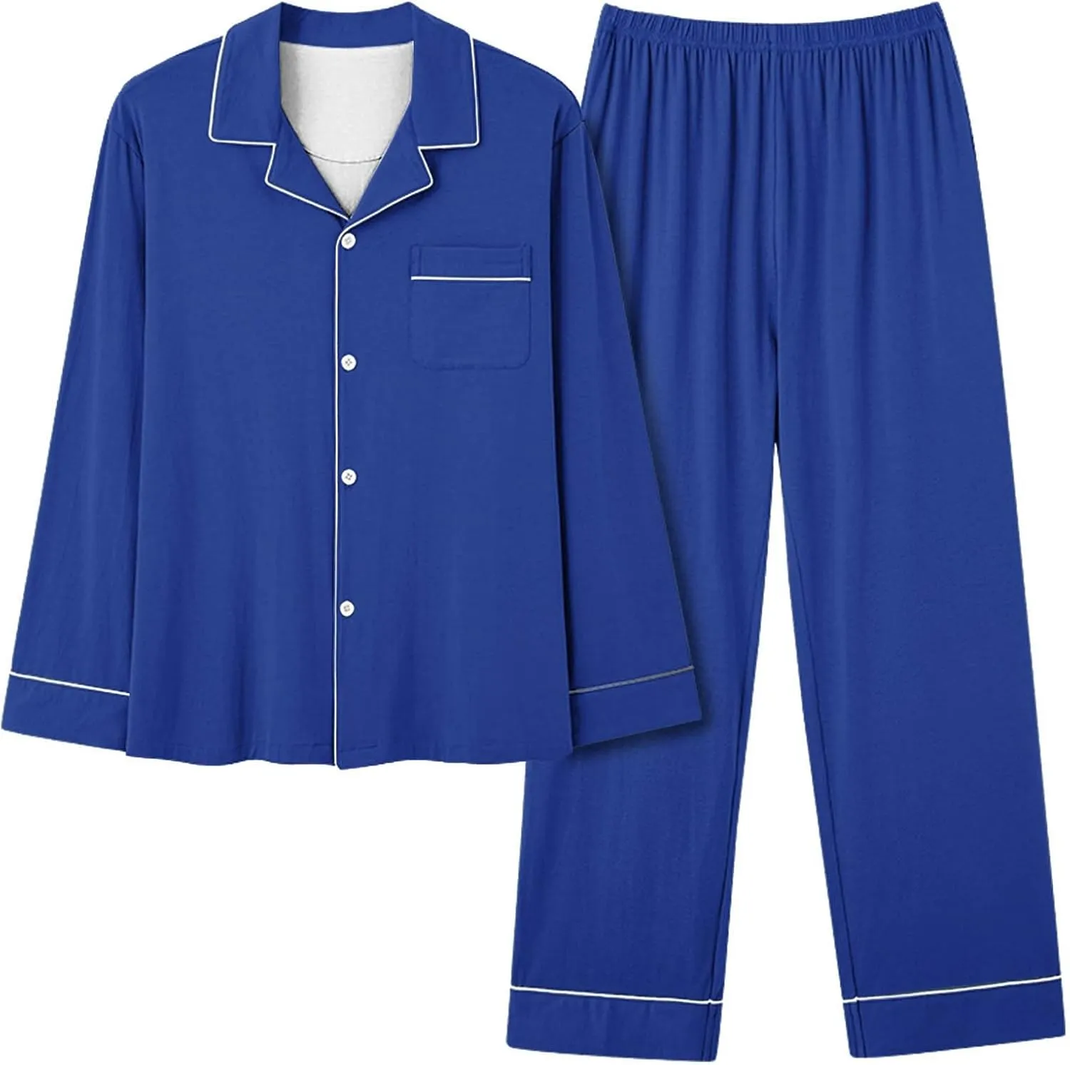 Pajamas For Women Fall Plus Size Long Sleeve Solid Color Pjs Set Button Down Pants And Top Loungewear Sets Sleepwear